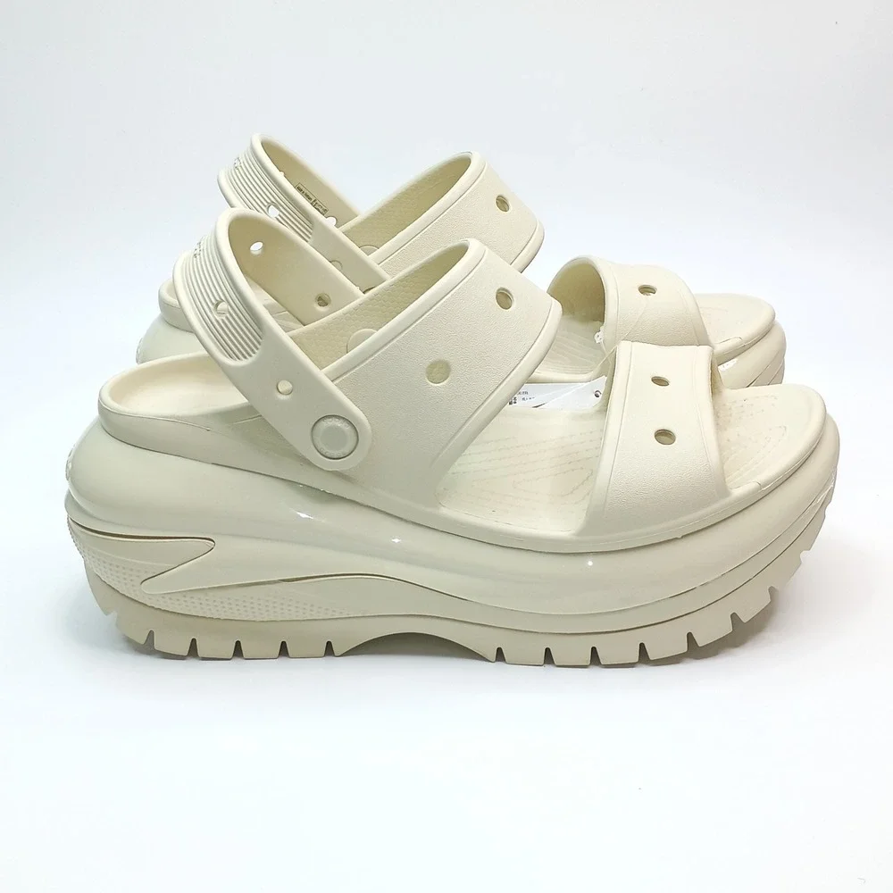 Crocs Mega Crush Sandal Women Size 10 Bone Platform 207989-2Y2